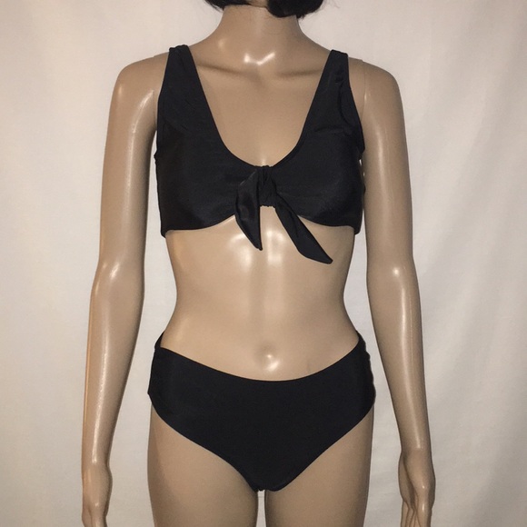 Wrapped Chest High Waisted Solid Bandage Bikini - Picture 3 of 8